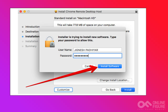 Enter System Password on Mac
